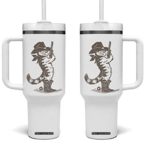 Vintage Cowboy Cat Tumbler With Handle Retro 90s Western Country Rodeo Kitten Cowgirl TS10 One Size: 40 oz White Print Your Wear