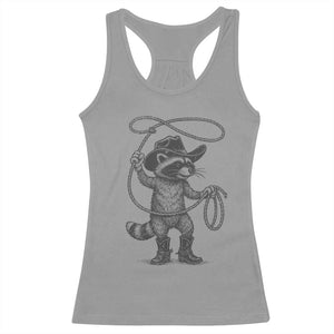 Vintage Raccoon Cowboy Racerback Tank Top Cowgirl Trash Panda Western Country Meme TS10 Sport Gray Print Your Wear