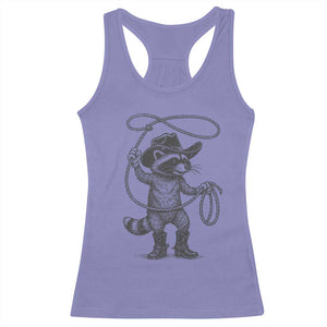 Vintage Raccoon Cowboy Racerback Tank Top Cowgirl Trash Panda Western Country Meme TS10 Violet Print Your Wear