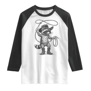Vintage Raccoon Cowboy Raglan Shirt Cowgirl Trash Panda Western Country Meme TS10 White Black Print Your Wear