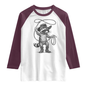 Vintage Raccoon Cowboy Raglan Shirt Cowgirl Trash Panda Western Country Meme TS10 White Maroon Print Your Wear