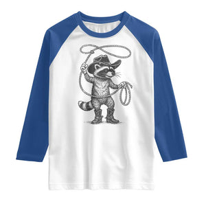 Vintage Raccoon Cowboy Raglan Shirt Cowgirl Trash Panda Western Country Meme TS10 White Royal Print Your Wear