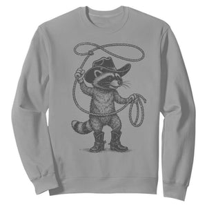 Vintage Raccoon Cowboy Sweatshirt Cowgirl Trash Panda Western Country Meme TS10 Sport Gray Print Your Wear
