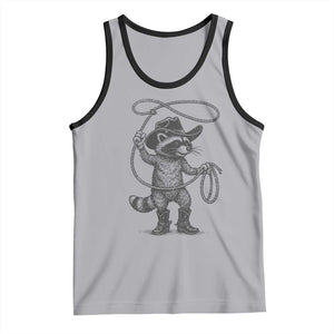 Vintage Raccoon Cowboy Tank Top Cowgirl Trash Panda Western Country Meme TS10 Athletic Heather Black Print Your Wear