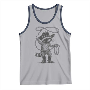 Vintage Raccoon Cowboy Tank Top Cowgirl Trash Panda Western Country Meme TS10 Athletic Heather Navy Print Your Wear