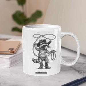Vintage Raccoon Cowboy Coffee Mug Cowgirl Trash Panda Western Country Meme TS10 Print Your Wear