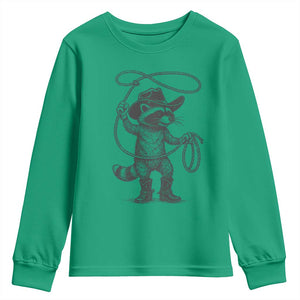 Vintage Raccoon Cowboy Youth Sweatshirt Cowgirl Trash Panda Western Country Meme TS10 Irish Green Print Your Wear