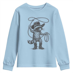 Vintage Raccoon Cowboy Youth Sweatshirt Cowgirl Trash Panda Western Country Meme TS10 Light Blue Print Your Wear