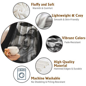 Dog Selfie With Alien UFO Throw Blanket Funny Fishing Golden Retriever Smoking Dog Lover TS10 Print Your Wear