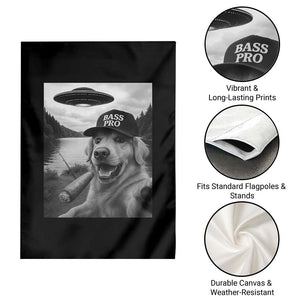 Dog Selfie With Alien UFO Garden Flag Funny Fishing Golden Retriever Smoking Dog Lover TS10 Print Your Wear