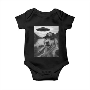 Dog Selfie With Alien UFO Baby Onesie Funny Fishing Golden Retriever Smoking Dog Lover TS10 Black Print Your Wear