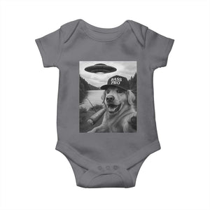 Dog Selfie With Alien UFO Baby Onesie Funny Fishing Golden Retriever Smoking Dog Lover TS10 Charcoal Print Your Wear