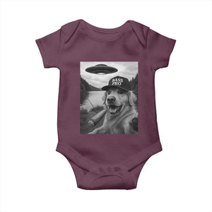 Dog Selfie With Alien UFO Baby Onesie Funny Fishing Golden Retriever Smoking Dog Lover TS10 Maroon Print Your Wear