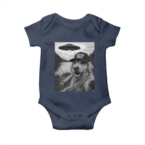 Dog Selfie With Alien UFO Baby Onesie Funny Fishing Golden Retriever Smoking Dog Lover TS10 Navy Print Your Wear