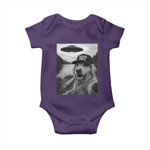 Dog Selfie With Alien UFO Baby Onesie Funny Fishing Golden Retriever Smoking Dog Lover TS10 Purple Print Your Wear