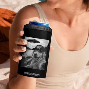 Dog Selfie With Alien UFO 4 in 1 Can Cooler Tumbler Funny Fishing Golden Retriever Smoking Dog Lover TS10 Print Your Wear