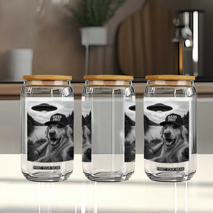 Dog Selfie With Alien UFO Glass Can Funny Fishing Golden Retriever Smoking Dog Lover TS10 Print Your Wear