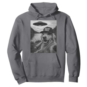 Dog Selfie With Alien UFO Hoodie Funny Fishing Golden Retriever Smoking Dog Lover TS10 Charcoal Print Your Wear