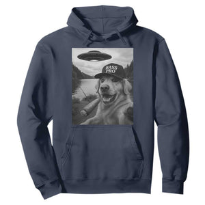 Dog Selfie With Alien UFO Hoodie Funny Fishing Golden Retriever Smoking Dog Lover TS10 Navy Print Your Wear