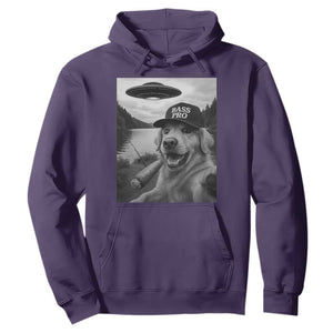 Dog Selfie With Alien UFO Hoodie Funny Fishing Golden Retriever Smoking Dog Lover TS10 Purple Print Your Wear