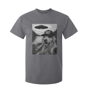 Dog Selfie With Alien UFO T Shirt For Kid Funny Fishing Golden Retriever Smoking Dog Lover TS10 Charcoal Print Your Wear