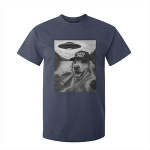 Dog Selfie With Alien UFO T Shirt For Kid Funny Fishing Golden Retriever Smoking Dog Lover TS10 Navy Print Your Wear