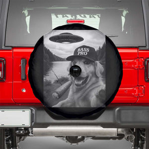 Dog Selfie With Alien UFO Spare Tire Cover Funny Fishing Golden Retriever Smoking Dog Lover TS10 Black Print Your Wear