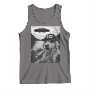 Dog Selfie With Alien UFO Tank Top Funny Fishing Golden Retriever Smoking Dog Lover TS10 Deep Heather Print Your Wear
