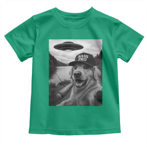 Dog Selfie With Alien UFO Toddler T Shirt Funny Fishing Golden Retriever Smoking Dog Lover TS10 Irish Green Print Your Wear