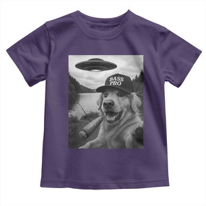 Dog Selfie With Alien UFO Toddler T Shirt Funny Fishing Golden Retriever Smoking Dog Lover TS10 Purple Print Your Wear