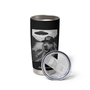 Dog Selfie With Alien UFO Tumbler Cup Funny Fishing Golden Retriever Smoking Dog Lover TS10 Print Your Wear