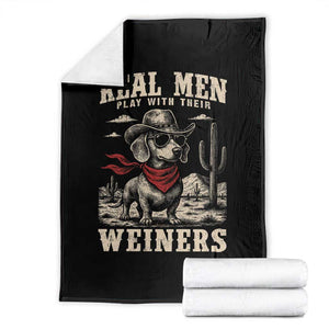 Funny Dachshund Cowboy Throw Blanket Real Men Play With Their Weiners TS10 Black Print Your Wear