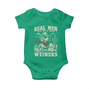 Funny Dachshund Cowboy Baby Onesie Real Men Play With Their Weiners TS10 Irish Green Print Your Wear