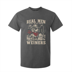 Funny Dachshund Cowboy T Shirt For Kid Real Men Play With Their Weiners TS10 Dark Heather Print Your Wear