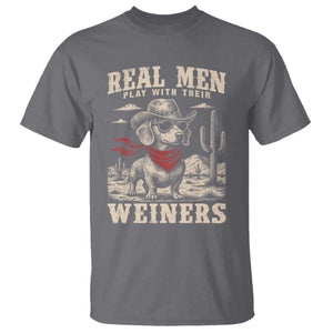 Funny Dachshund Cowboy T Shirt Real Men Play With Their Weiners TS10 Charcoal Print Your Wear