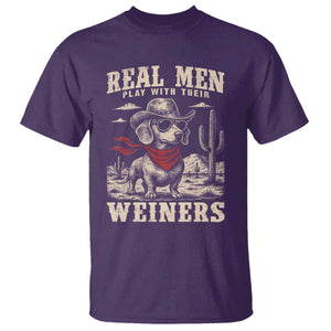Funny Dachshund Cowboy T Shirt Real Men Play With Their Weiners TS10 Purple Print Your Wear