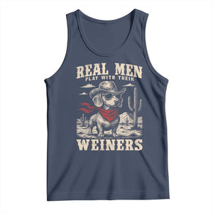 Funny Dachshund Cowboy Tank Top Real Men Play With Their Weiners TS10 Navy Print Your Wear