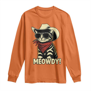 Vintage Cowboy Cat Long Sleeve Shirt Retro 90s Western Country Rodeo Meowdy Partner TS10 Orange Print Your Wear