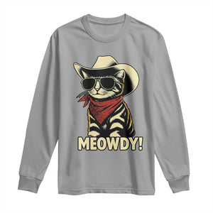 Vintage Cowboy Cat Long Sleeve Shirt Retro 90s Western Country Rodeo Meowdy Partner TS10 Sport Gray Print Your Wear
