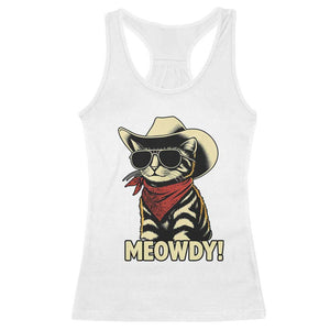 Vintage Cowboy Cat Racerback Tank Top Retro 90s Western Country Rodeo Meowdy Partner TS10 White Print Your Wear