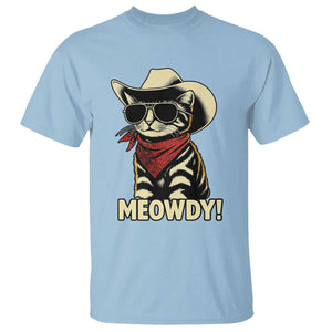 Vintage Cowboy Cat T Shirt Retro 90s Western Country Rodeo Meowdy Partner TS10 Light Blue Print Your Wear