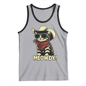 Vintage Cowboy Cat Tank Top Retro 90s Western Country Rodeo Meowdy Partner TS10 Athletic Heather Black Print Your Wear