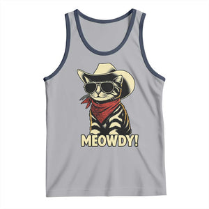 Vintage Cowboy Cat Tank Top Retro 90s Western Country Rodeo Meowdy Partner TS10 Athletic Heather Navy Print Your Wear
