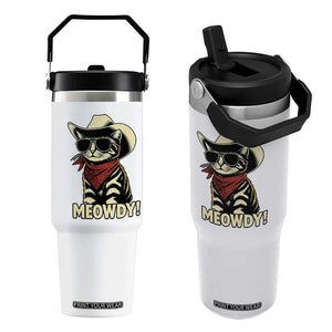 Vintage Cowboy Cat Flip Straw Tumbler Retro 90s Western Country Rodeo Meowdy Partner TS10 One Size: 30 oz White Print Your Wear
