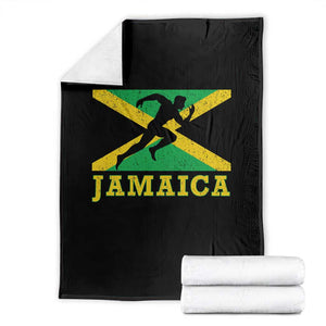 Jamaican Flag Track And Field Throw Blanket Retro Vintage Jamaica Runner Track Team TS10 Black Print Your Wear