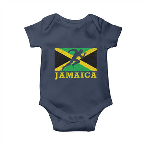 Jamaican Flag Track And Field Baby Onesie Retro Vintage Jamaica Runner Track Team TS10 Navy Print Your Wear