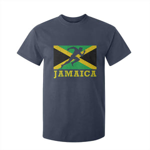 Jamaican Flag Track And Field T Shirt For Kid Retro Vintage Jamaica Runner Track Team TS10 Navy Print Your Wear