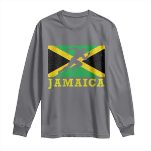Jamaican Flag Track And Field Long Sleeve Shirt Retro Vintage Jamaica Runner Track Team TS10 Charcoal Print Your Wear
