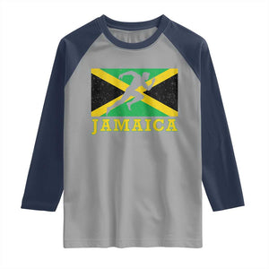 Jamaican Flag Track And Field Raglan Shirt Retro Vintage Jamaica Runner Track Team TS10 Sport Gray Navy Print Your Wear