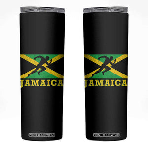 Jamaican Flag Track And Field Skinny Tumbler Retro Vintage Jamaica Runner Track Team TS10 Black Print Your Wear